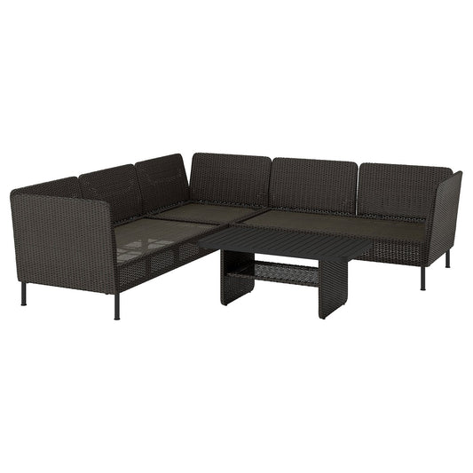 VITTSKÄR 4-seat conversation set, outdoor, outdoor/plastic rattan dark grey, 110x58 cm
