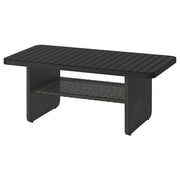 VITTSKÄR coffee table, plastic rattan outdoor/dark grey, 110x58 cm