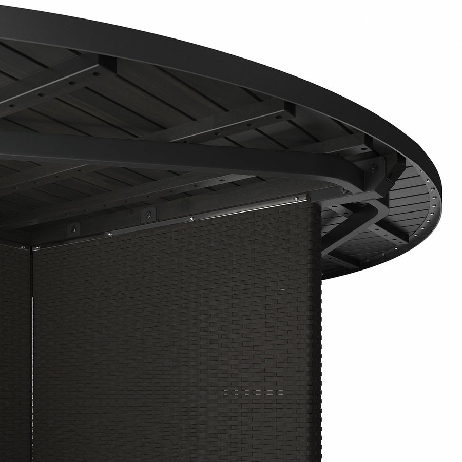 VITTSKÄR table and 8 chairs, outdoor plastic rattan dark grey/Frösön/Duvholmen beige, 187 cm