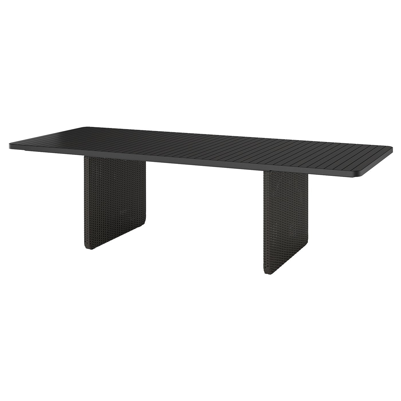 VITTSKÄR table, plastic rattan outdoor/dark grey, 264x96 cm
