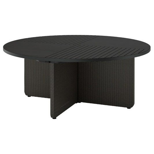 VITTSKÄR table, plastic rattan outdoor/dark grey, 187 cm