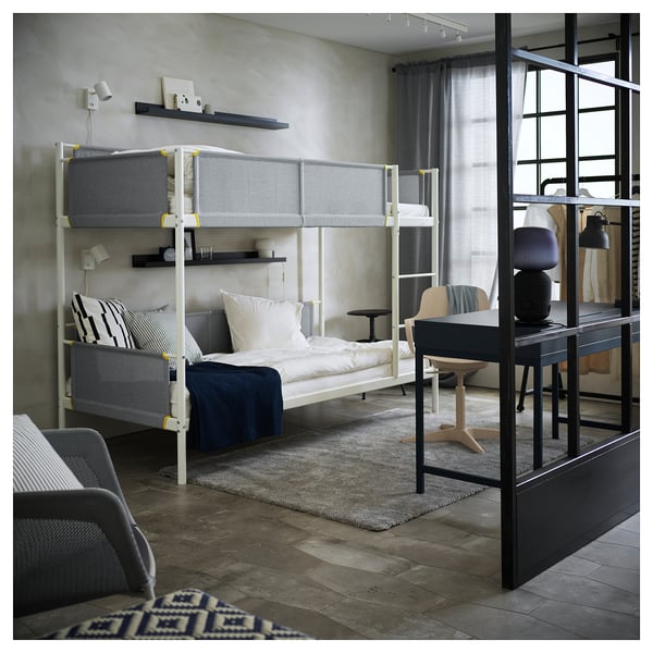 VITVAL bunk bed frame, white/light grey, 90x200 cm