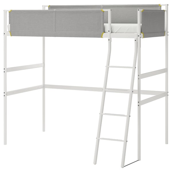VITVAL loft bed frame, white/light grey, 90x200 cm