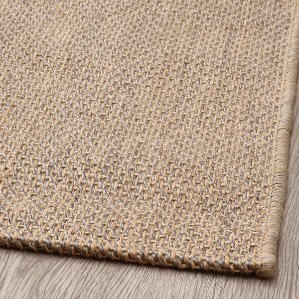 VODSKOV rug, flatwoven, natural/light grey, 133x195 cm