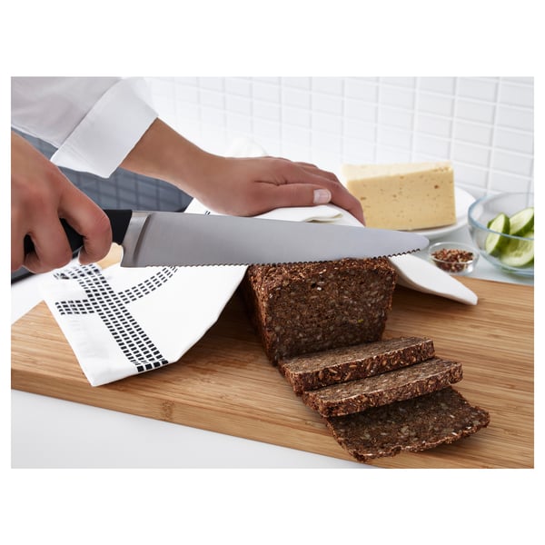 VÖRDA bread knife, black, 23 cm