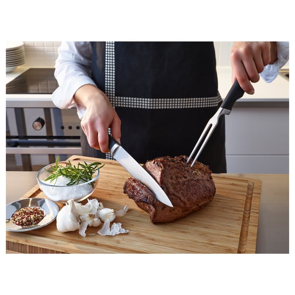 VÖRDA carving fork and carving knife, black