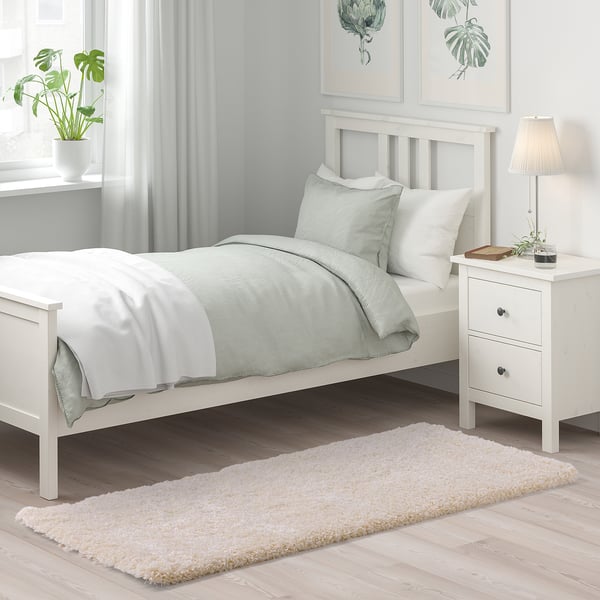 VOLLERSLEV rug, high pile, white, 80x150 cm