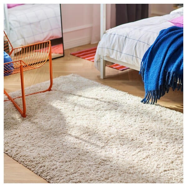 Ikea VOLLERSLEV - Rug, high pile, white, 160x230 cm