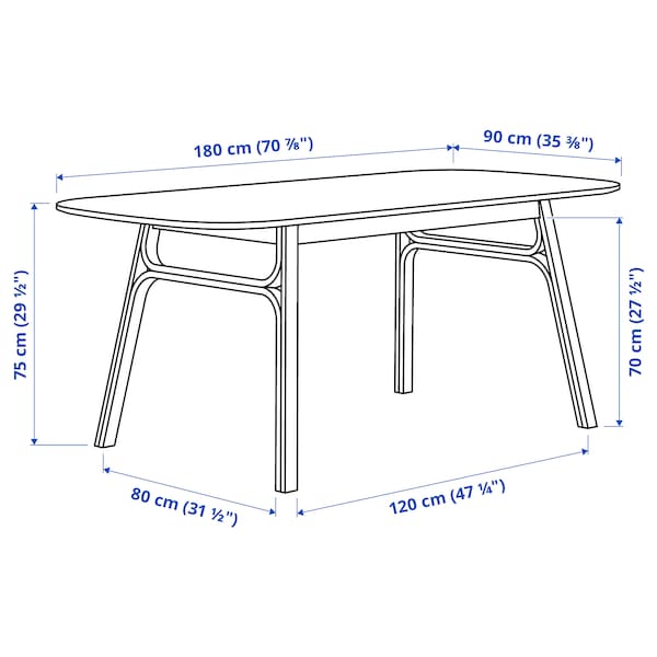 VOXLÖV / VOXLÖV - Table and 4 chairs, bamboo/bamboo, 180x90 cm