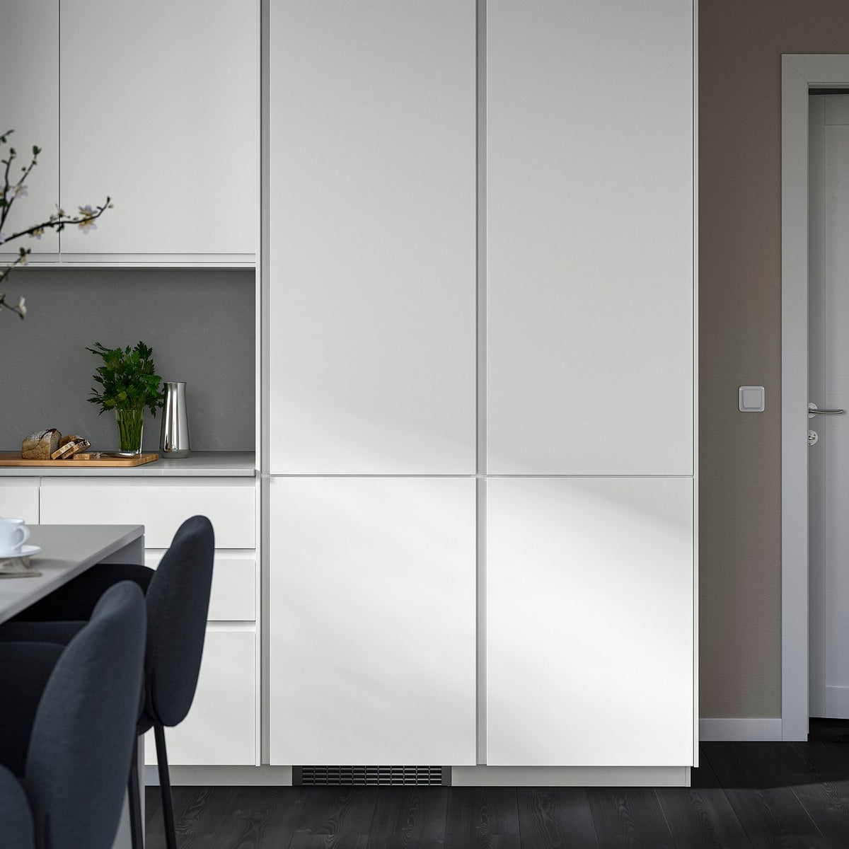 VOXTORP door, matt white vertical handle, 60x140 cm