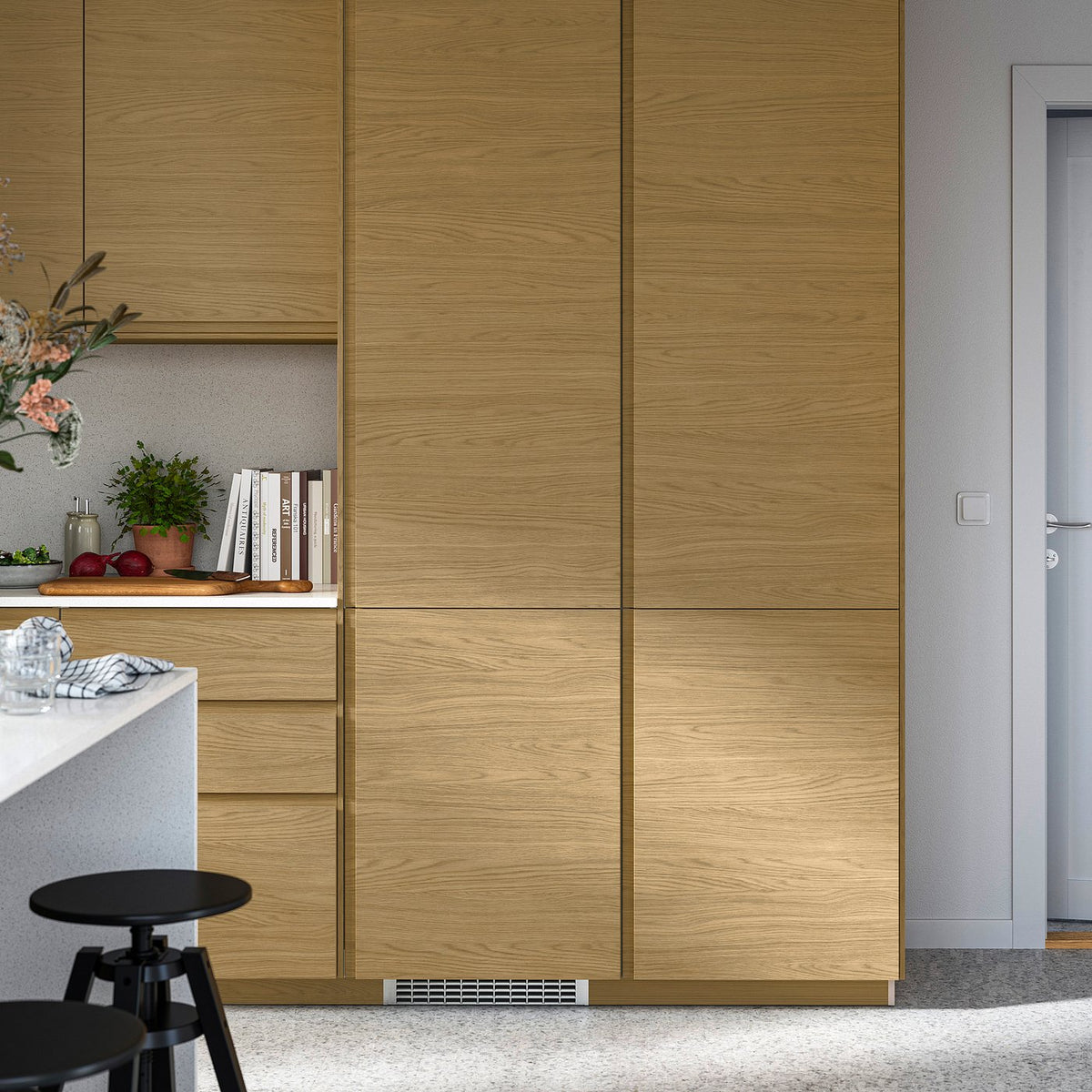 VOXTORP door, oak effect vertical handle, 60x80 cm