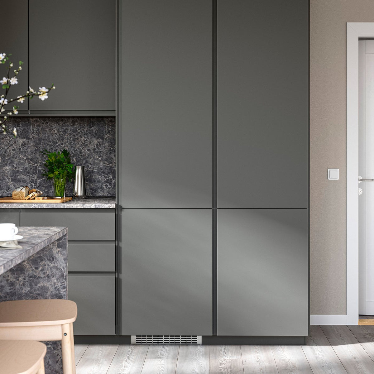 VOXTORP door, dark grey vertical handle, 60x140 cm