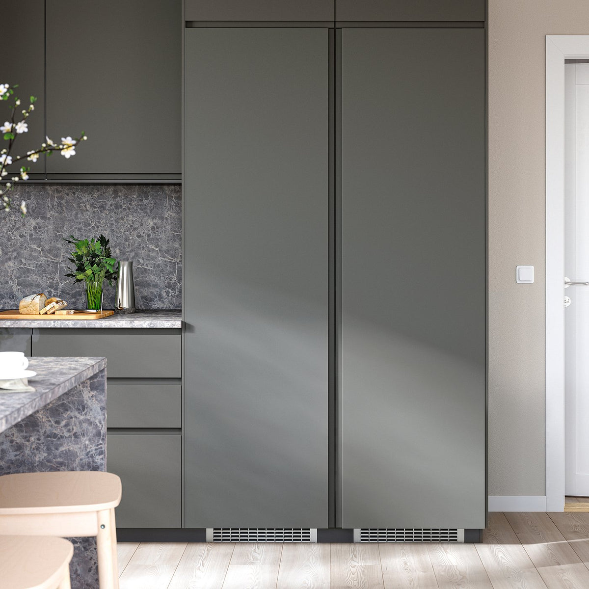 VOXTORP door, dark grey vertical handle, 60x200 cm