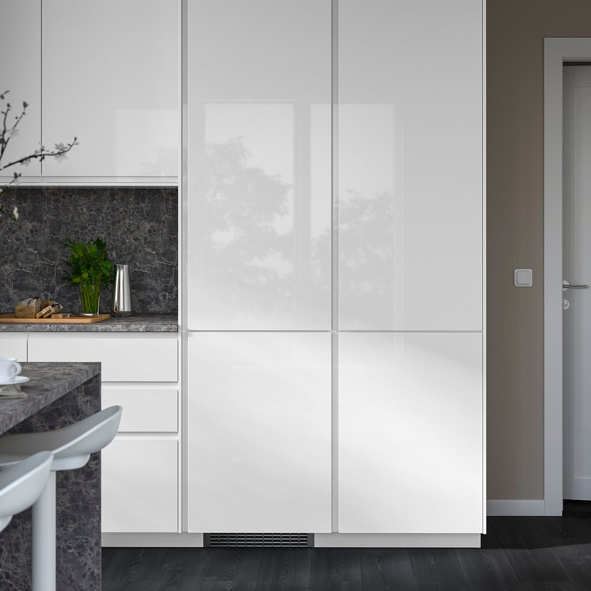 VOXTORP door, high-gloss white/vertical handle, 60x80 cm