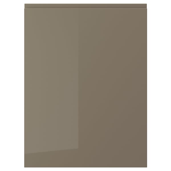 VOXTORP door, high-gloss dark grey-brown, 60x80 cm