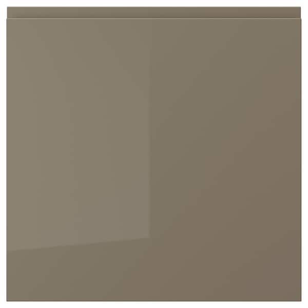 VOXTORP - Door, high-gloss dark grey-brown, 60x60 cm
