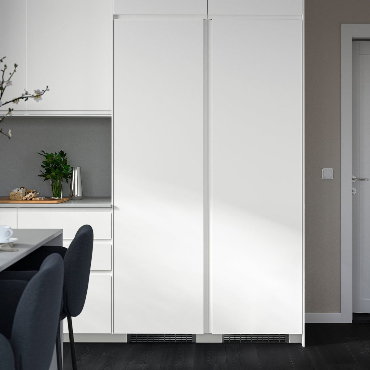 VOXTORP door, matt white vertical handle, 60x200 cm