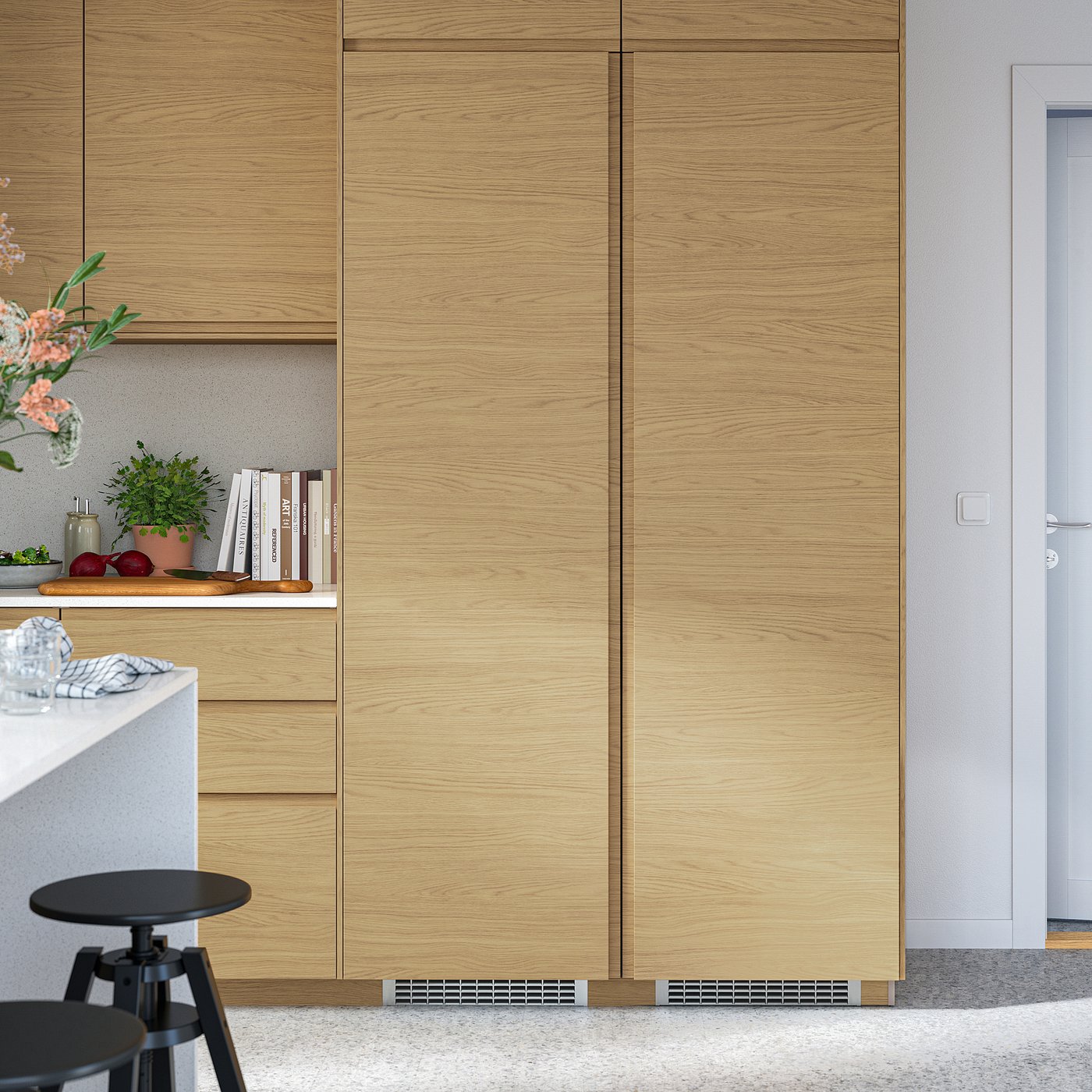 VOXTORP door, oak effect vertical handle, 60x200 cm