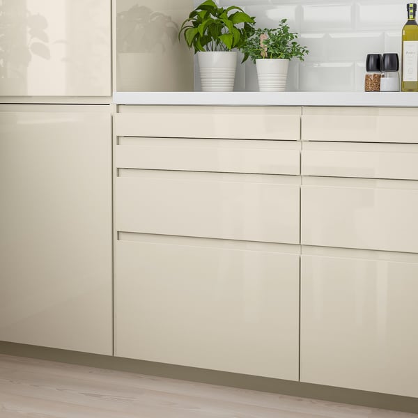 VOXTORP drawer front, high-gloss light beige, 40x10 cm