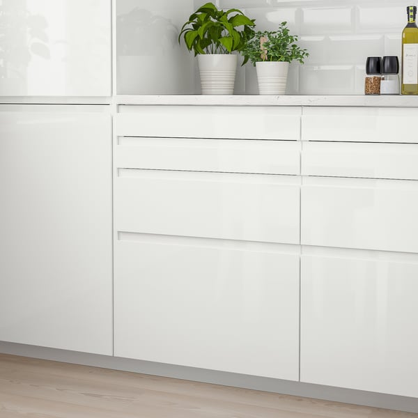 VOXTORP drawer front, high-gloss white, 60x10 cm, 2 pack