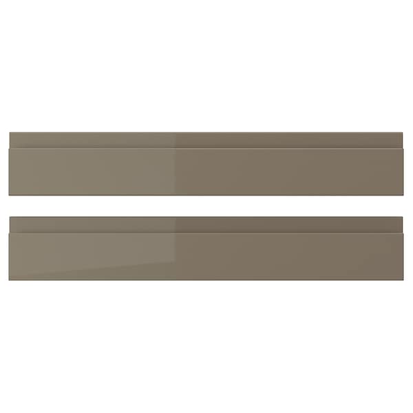 VOXTORP drawer front, high-gloss dark grey-brown, 60x10 cm, 2 pack