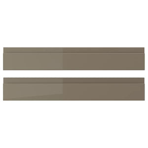 VOXTORP drawer front, high-gloss dark grey-brown, 59.6x9.7 cm, 2 pack