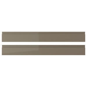 VOXTORP drawer front, high-gloss dark grey-brown, 79.6x9.7 cm, 2 pack