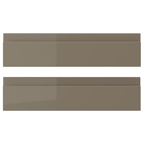VOXTORP drawer front, high-gloss dark grey-brown, 40x10 cm, 2 pack