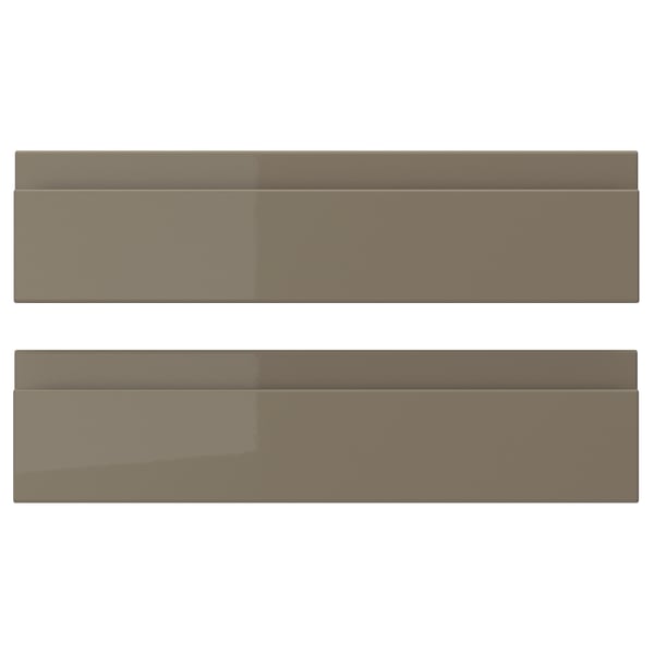 VOXTORP drawer front, high-gloss dark grey-brown, 40x10 cm, 2 pack