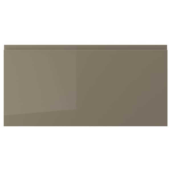 VOXTORP - Drawer front, high-gloss dark grey-brown, 80x40 cm