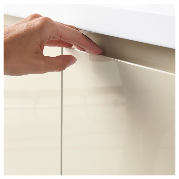 VOXTORP front for dishwasher, high-gloss light beige, 45x80 cm