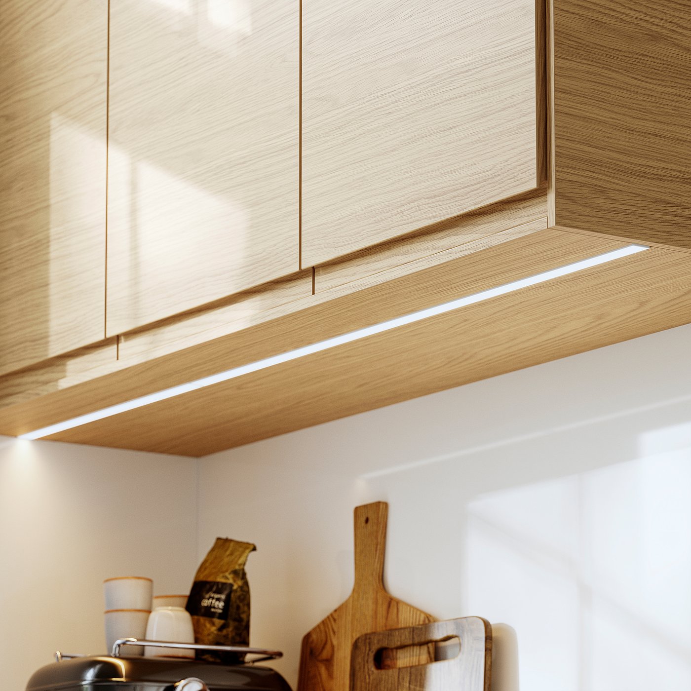 VOXTORP cover panel for lighting, oak effect, 221 cm
