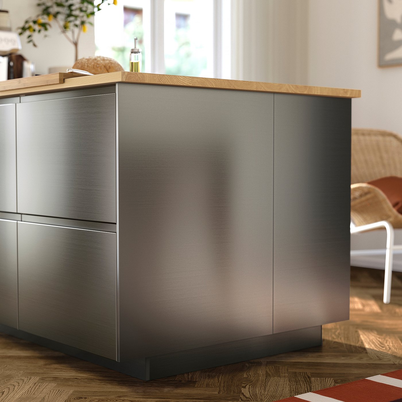 VOXTORP cover panel, stainless steel effect, 62x80 cm