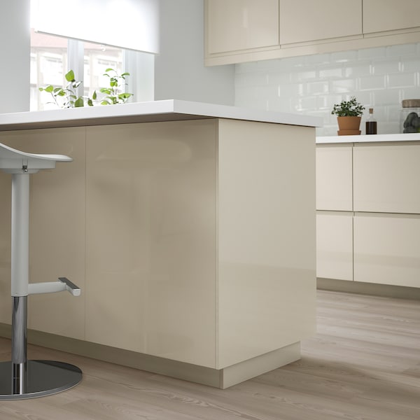 VOXTORP - Cover panel, high-gloss light beige, 62x240 cm