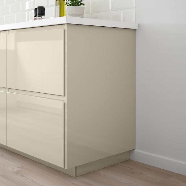 VOXTORP - Cover panel, high-gloss light beige, 62x240 cm