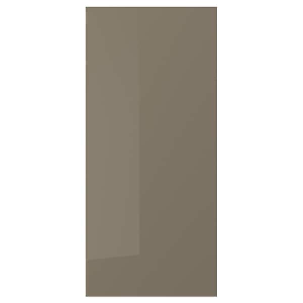 VOXTORP - Cover panel, high-gloss dark grey-brown, 39x86 cm