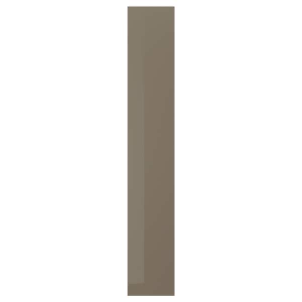 VOXTORP cover panel, high-gloss dark grey-brown, 39x240 cm