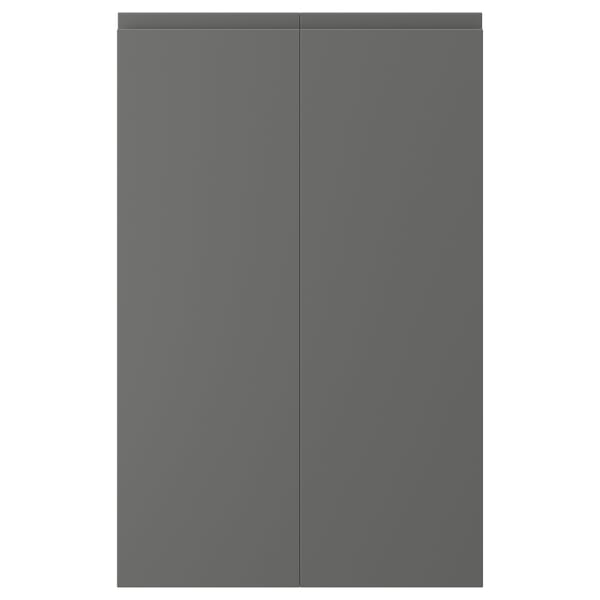 VOXTORP 2-p door f corner base cabinet set, right-hand dark grey, 25x80 cm
