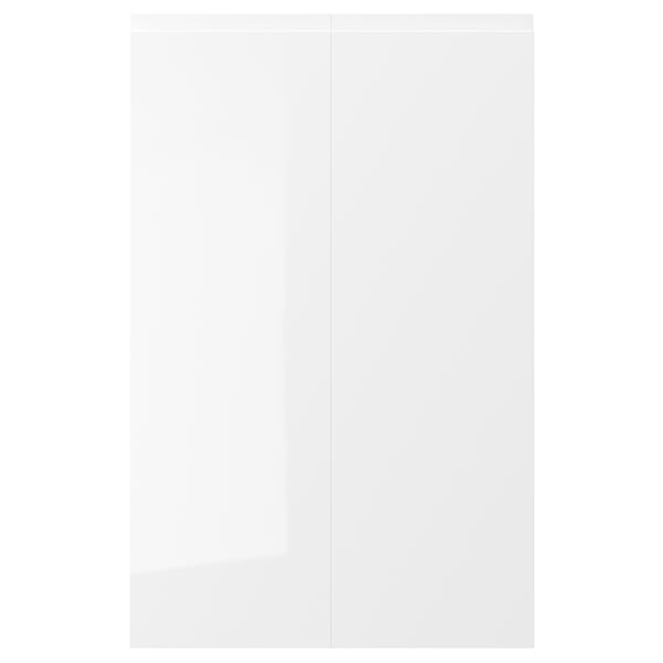 VOXTORP 2-p door f corner base cabinet set, right-hand/high-gloss white, 25x80 cm