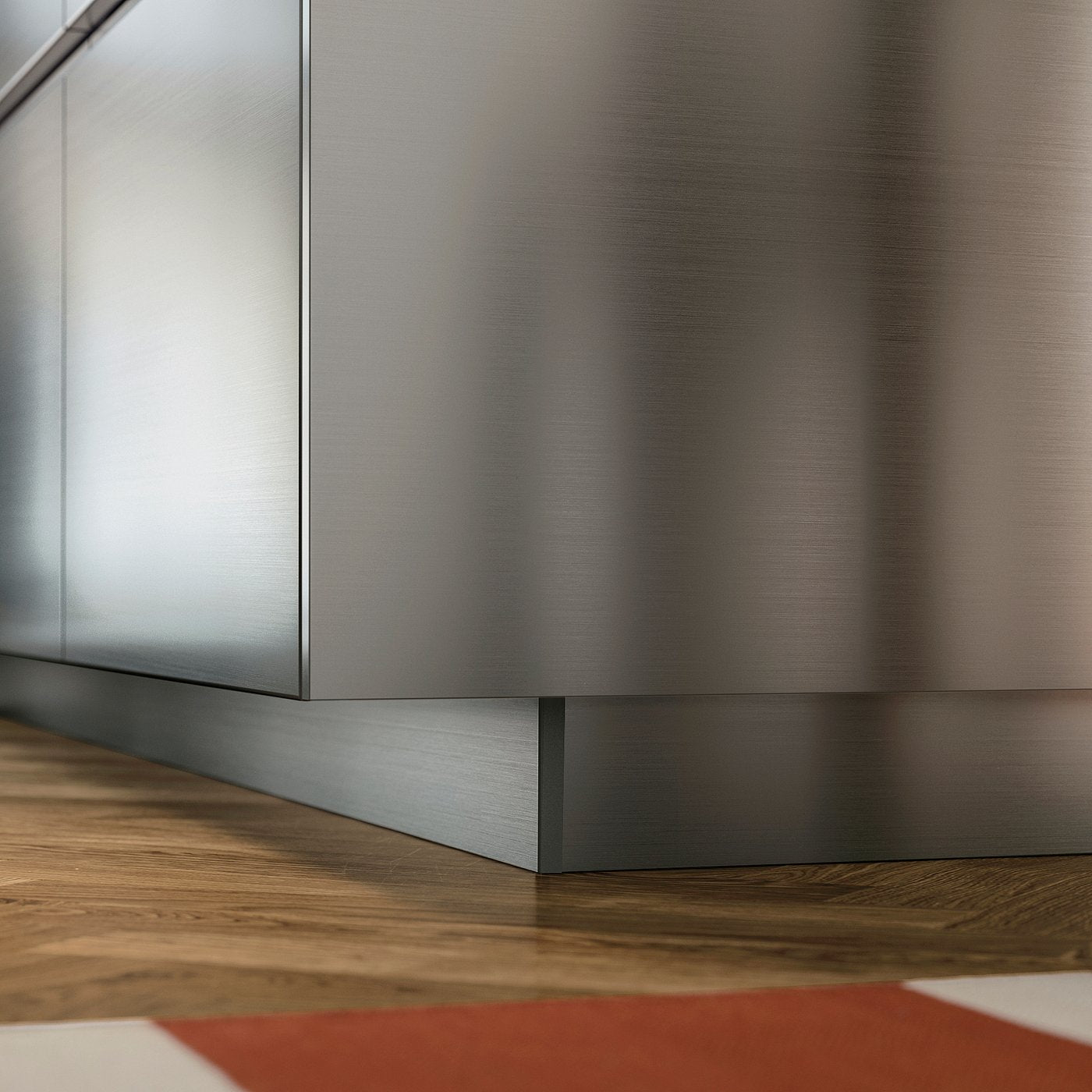 VOXTORP plinth, stainless steel effect, 220x8 cm