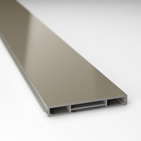 VOXTORP plinth, high-gloss dark grey-brown, 220x8 cm