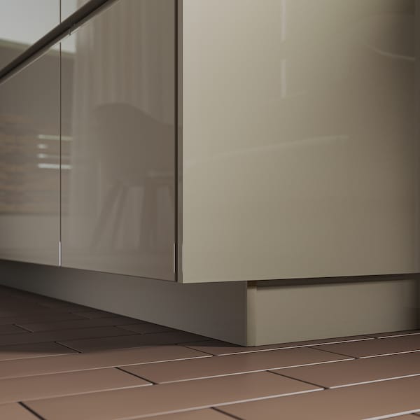 VOXTORP plinth, high-gloss dark grey-brown, 220x8 cm