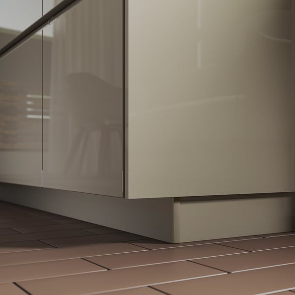 VOXTORP - VOXTORP Plinth, high-gloss dark grey-brown, 220x8 cm