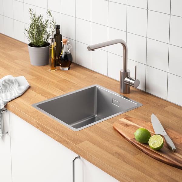 VRESJÖN inset sink, 1 bowl, stainless steel, 37x44 cm