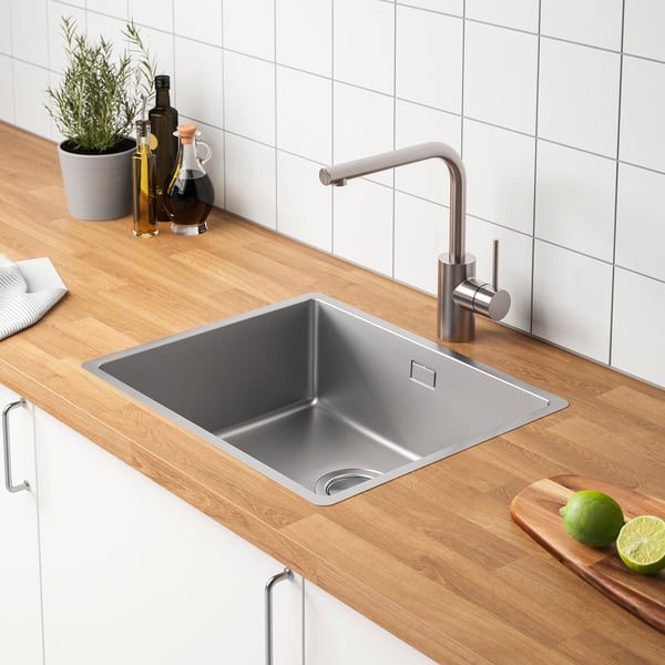 VRESJÖN inset sink, 1 bowl, stainless steel, 54x44 cm