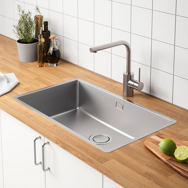 VRESJÖN inset sink, 1 bowl, stainless steel, 73x44 cm