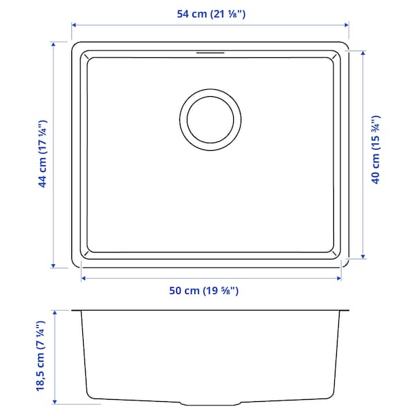 Ikea VRESJÖN - Inset sink, 1 bowl, stainless steel, 54x44 cm