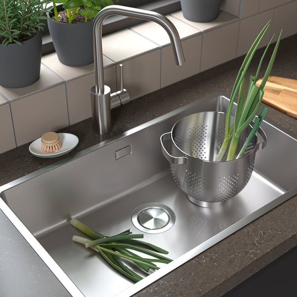 VRESJÖN inset sink, 1 bowl, stainless steel, 73x44 cm