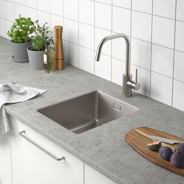 VRESJÖN inset sink, 1 bowl, stainless steel, 37x44 cm