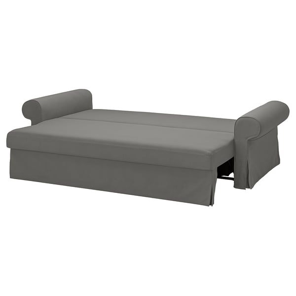 VRETSTORP 3-seat sofa-bed, Hakebo dark grey, 244x91x96 cm